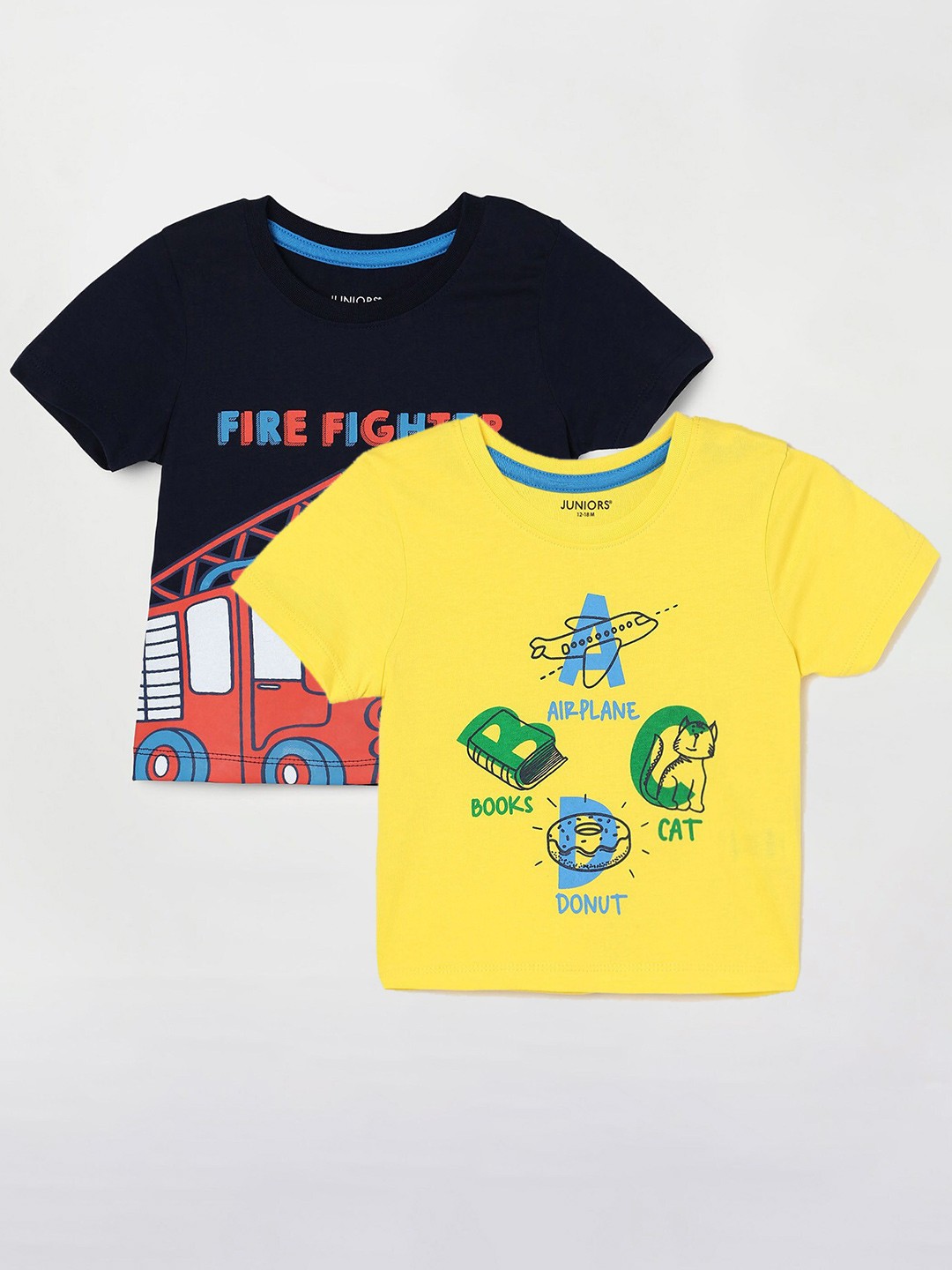 

Juniors by Lifestyle Boys Pack Of 2 Printed Cotton T-Shirts, Navy blue