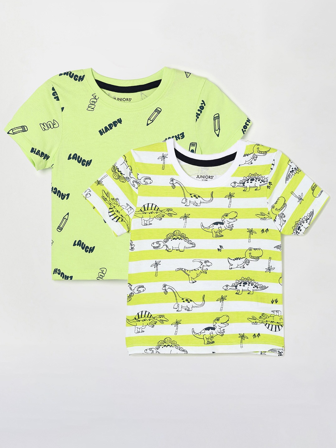 

Juniors by Lifestyle Boys Pack Of 2 Printed Cotton T-Shirts, Green