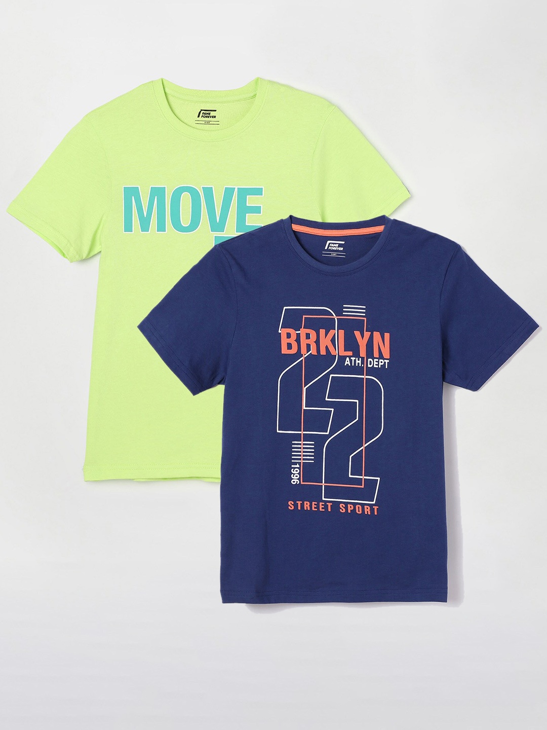 

Fame Forever by Lifestyle Boys Pack Of 2 Printed Cotton T-Shirts, Green