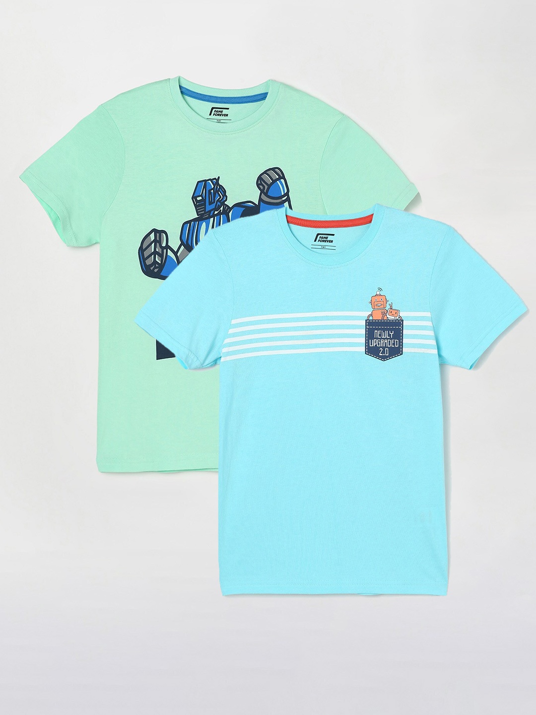 

Fame Forever by Lifestyle Boys Pack Of 2 Printed Cotton T-Shirts, Green