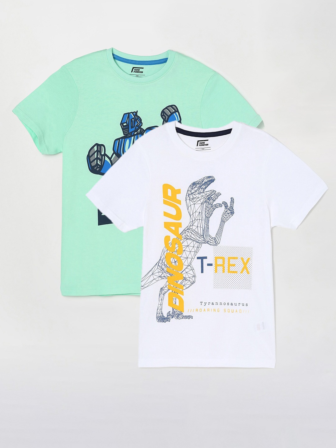 

Fame Forever by Lifestyle Boys Pack Of 2 Printed Cotton T-Shirts, Green