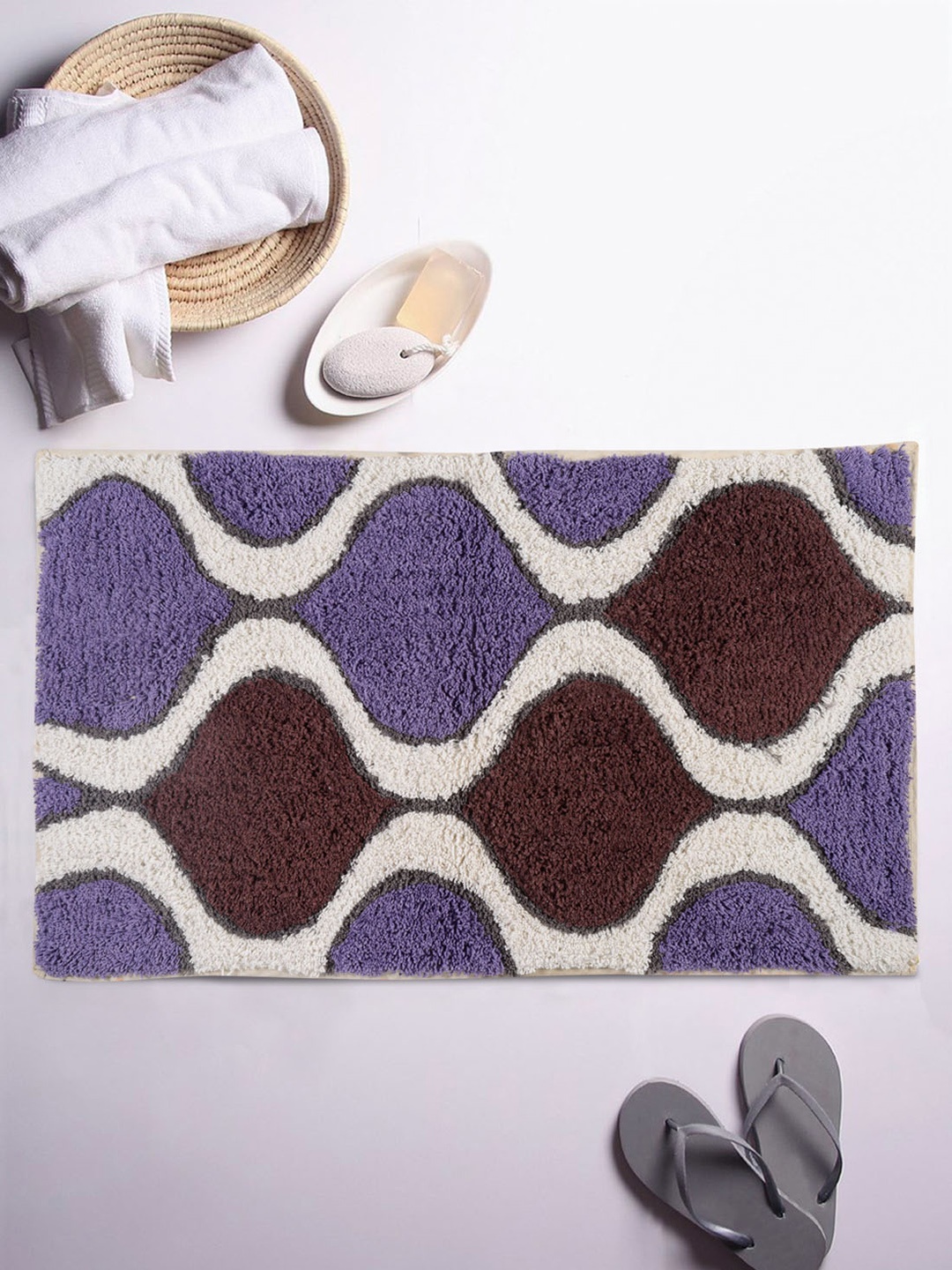 

ROMEE Brown Printed Rectangular Bath Rug