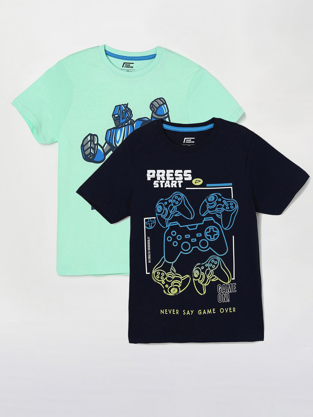 

Fame Forever by Lifestyle Boys Pack Of 2 Printed Cotton T-Shirts, Green