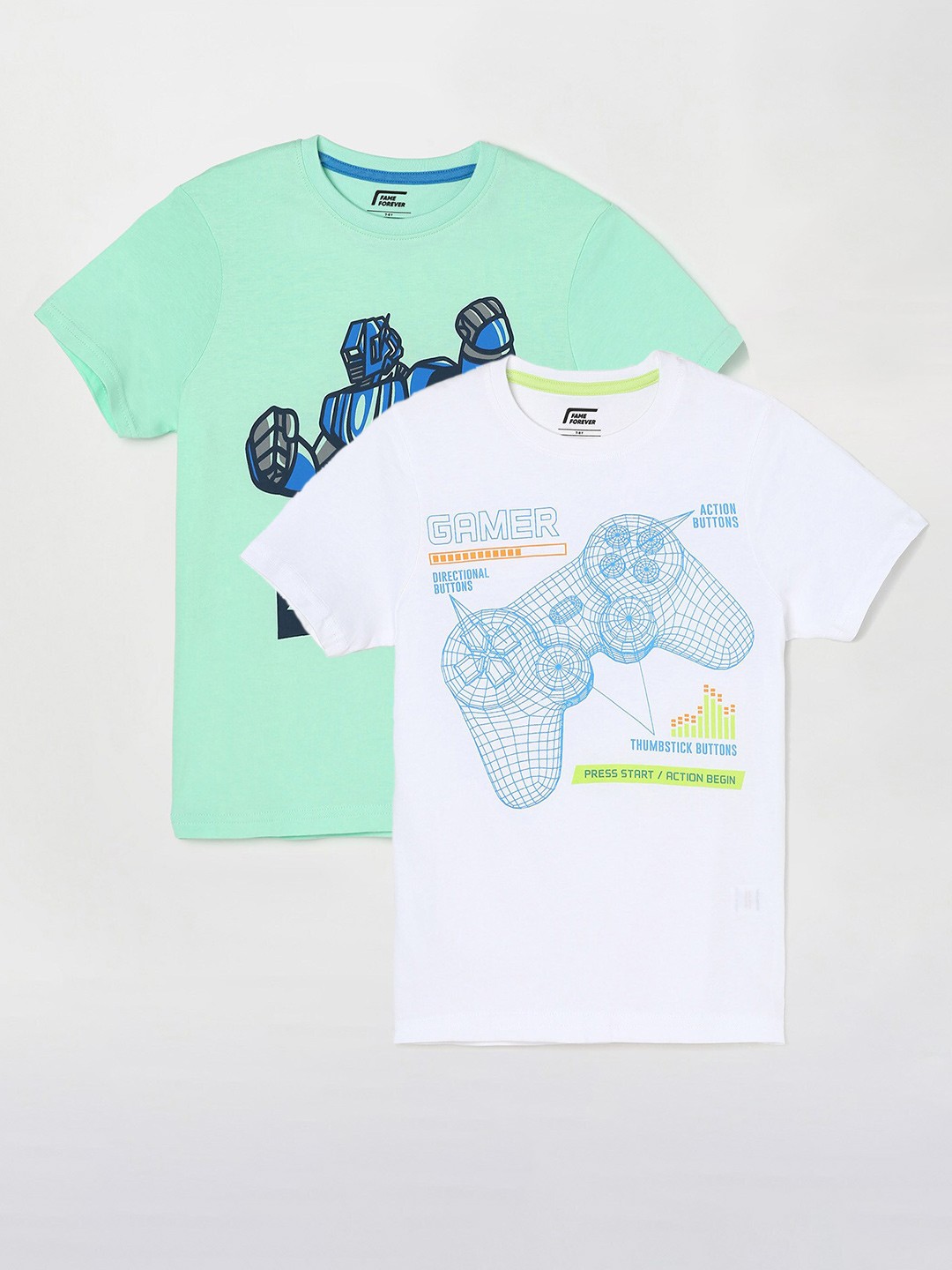

Fame Forever by Lifestyle Boys Pack Of 2 Printed Cotton T-Shirts, Green