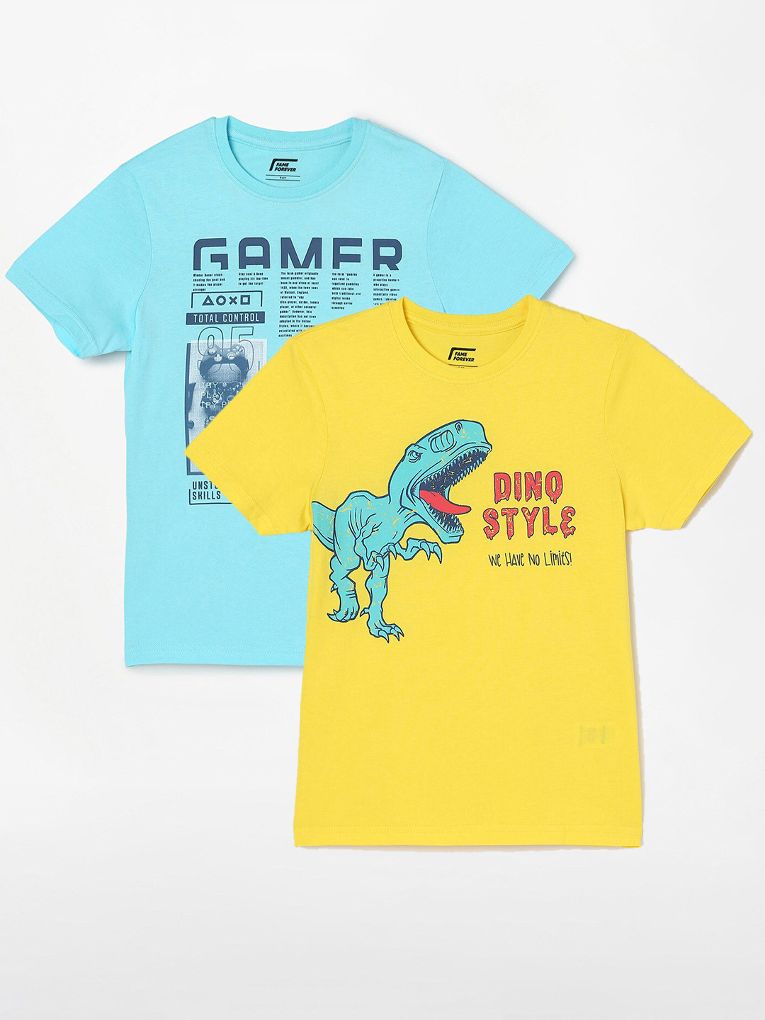 

Fame Forever by Lifestyle Boys Pack Of 2 Printed Cotton T-Shirts, Blue