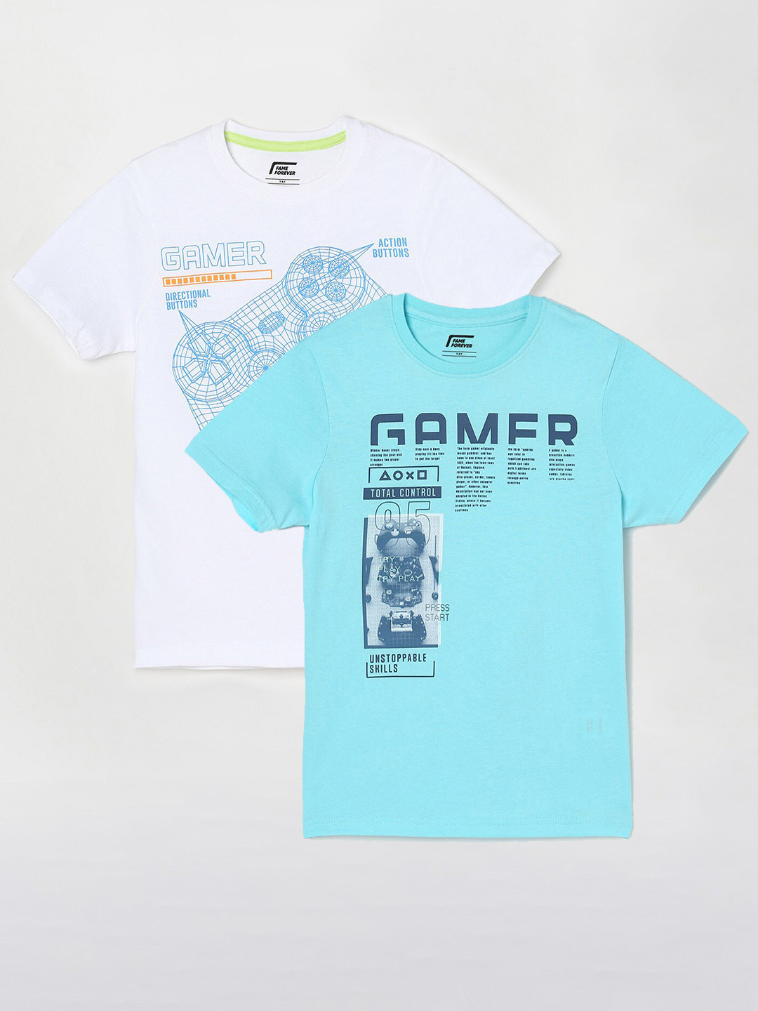 

Fame Forever by Lifestyle Boys Pack Of 2 Printed Cotton T-Shirts, White