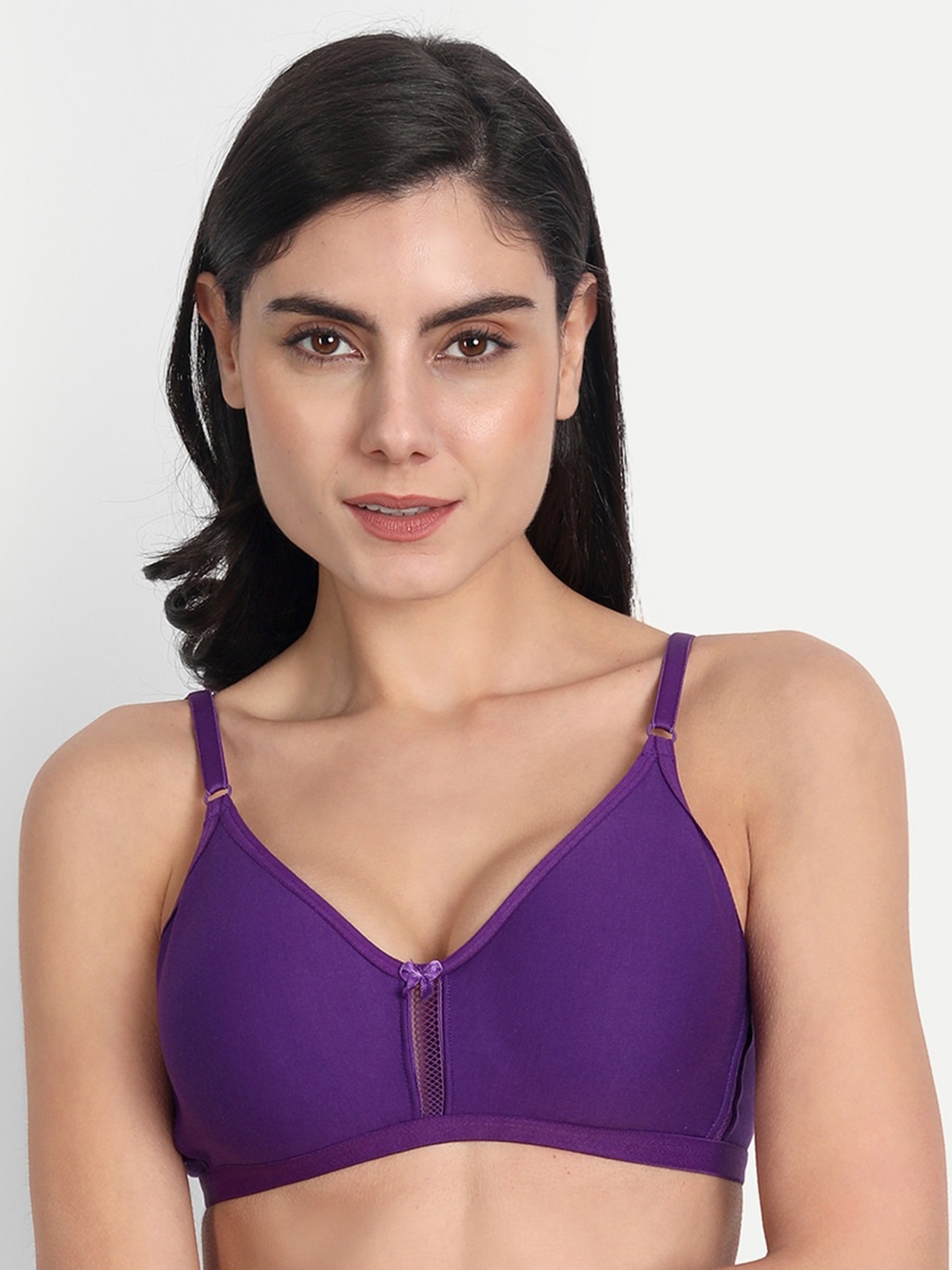 

Aimly Full Coverage Non-Padded All Day Comfort Dry-Fit Seamless Cotton T-Shirt Bra, Purple