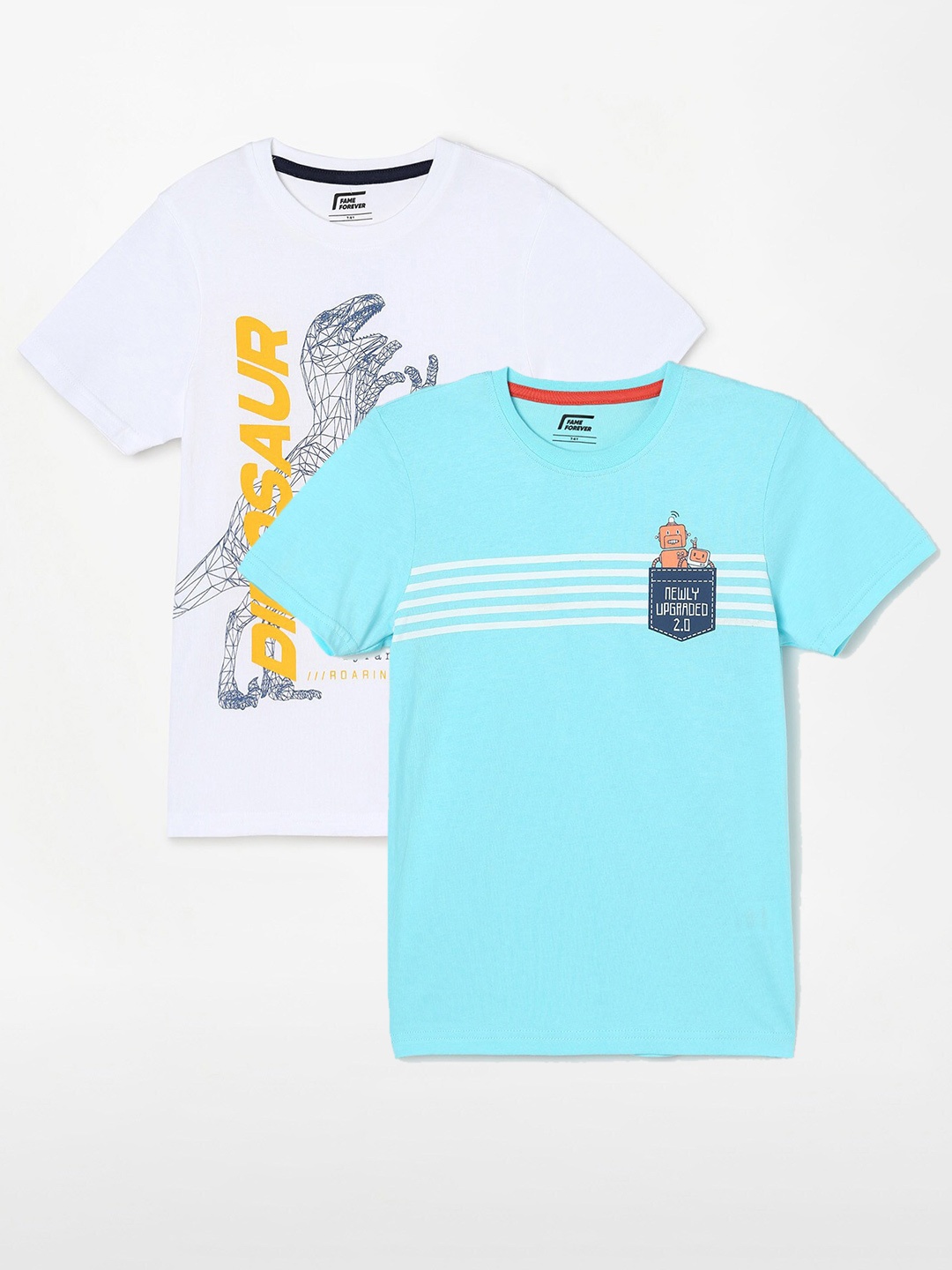 

Fame Forever by Lifestyle Boys Pack Of 2 Printed Cotton T-Shirts, White