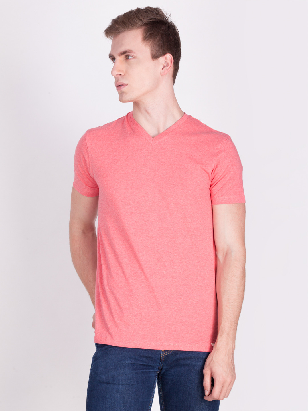 

Force NXT Men Pink Printed V-Neck T-shirt