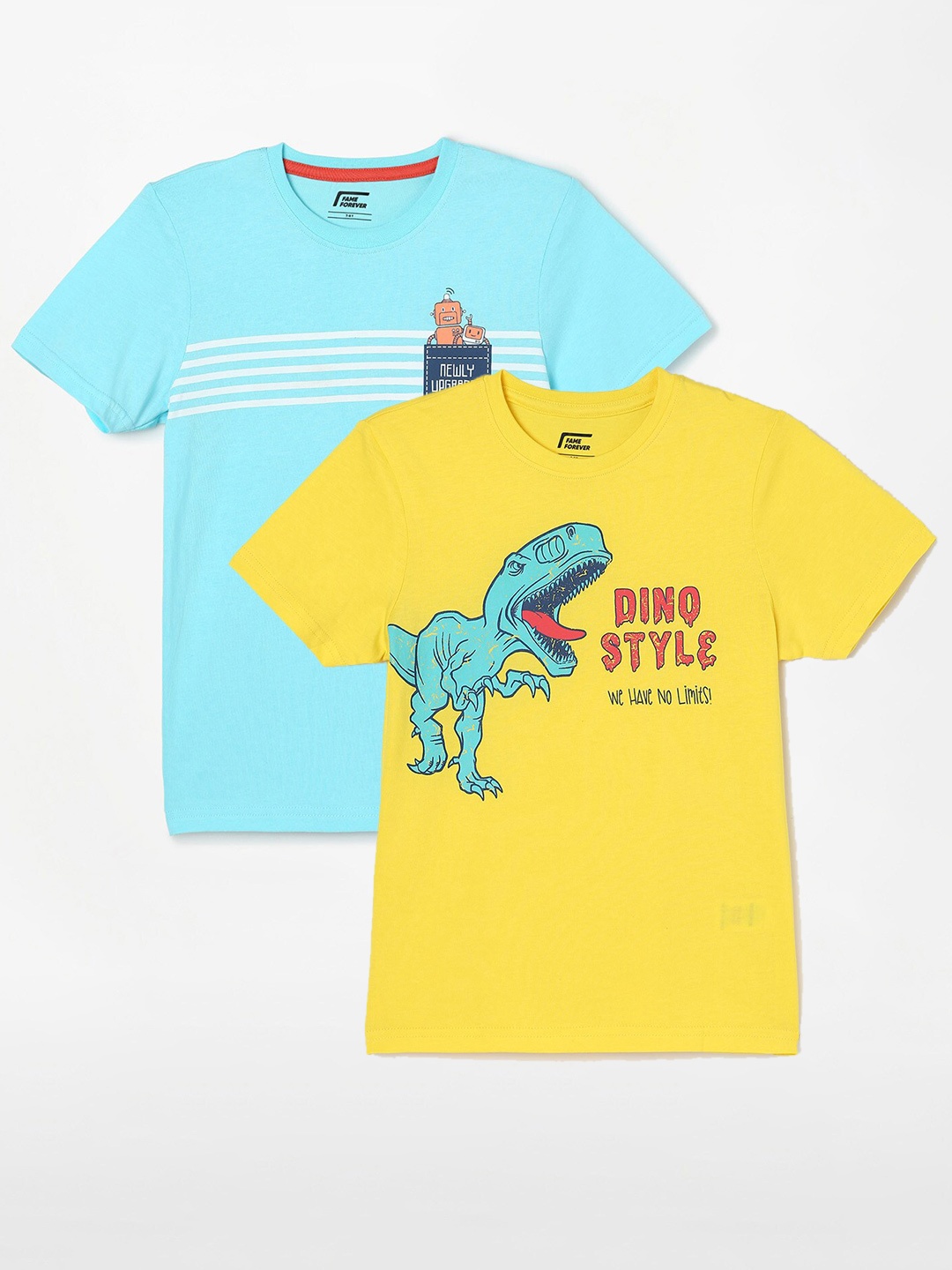 

Fame Forever by Lifestyle Boys Pack Of 2 Printed Cotton T-Shirts, Blue