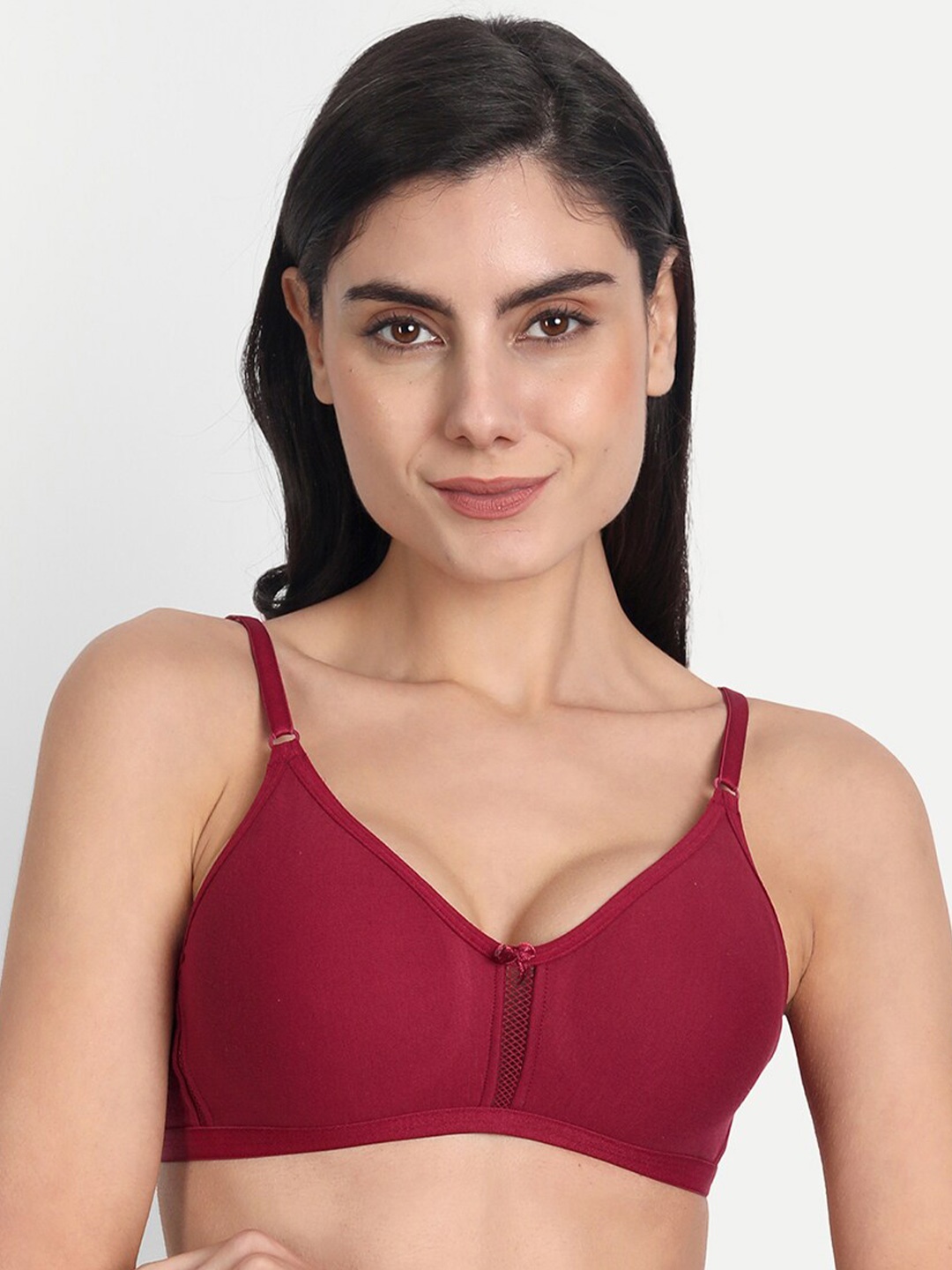 

Aimly Full Coverage Non-Padded All Day Comfort Dry-Fit Seamless Cotton T-Shirt Bra, Maroon