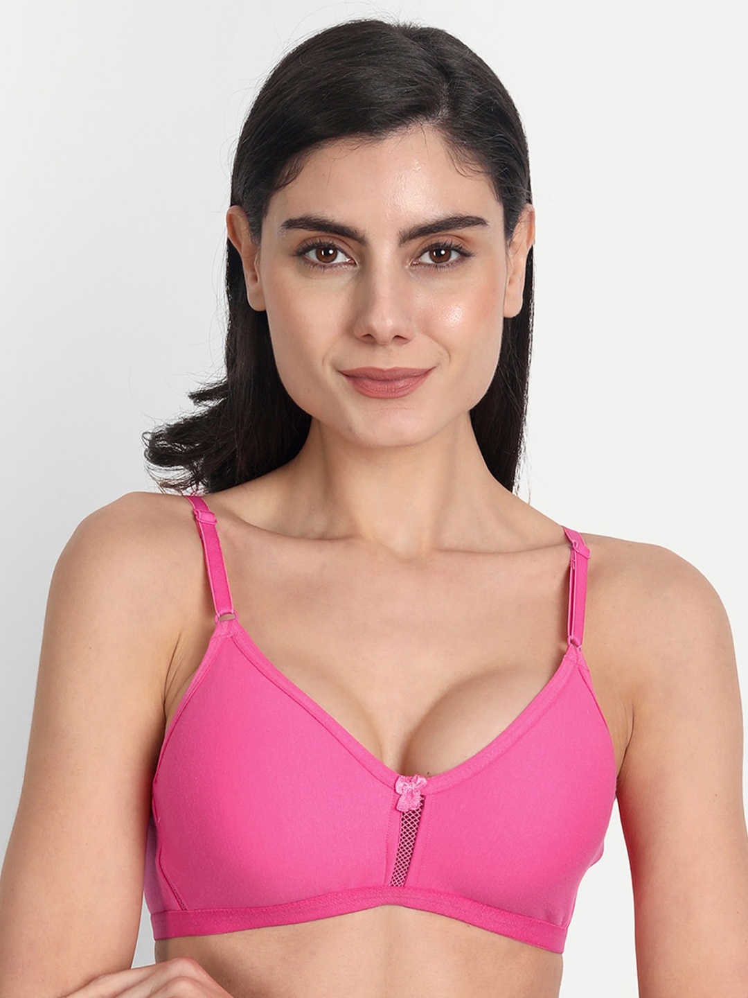 

Aimly Full Coverage Non-Padded All Day Comfort Dry-Fit Seamless Cotton T-Shirt Bra, Pink