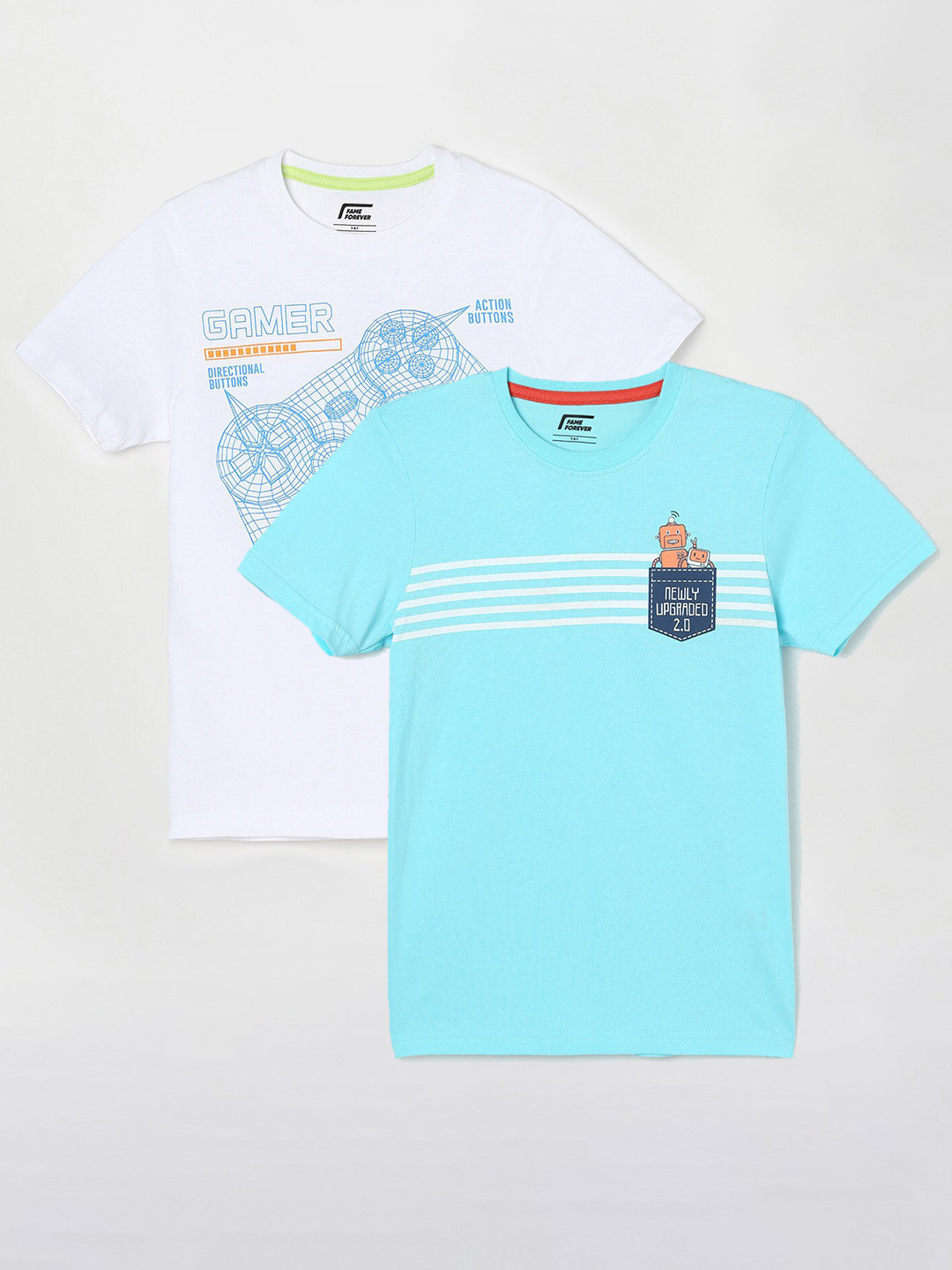 

Fame Forever by Lifestyle Boys Pack Of 2 Printed Cotton T-Shirts, White