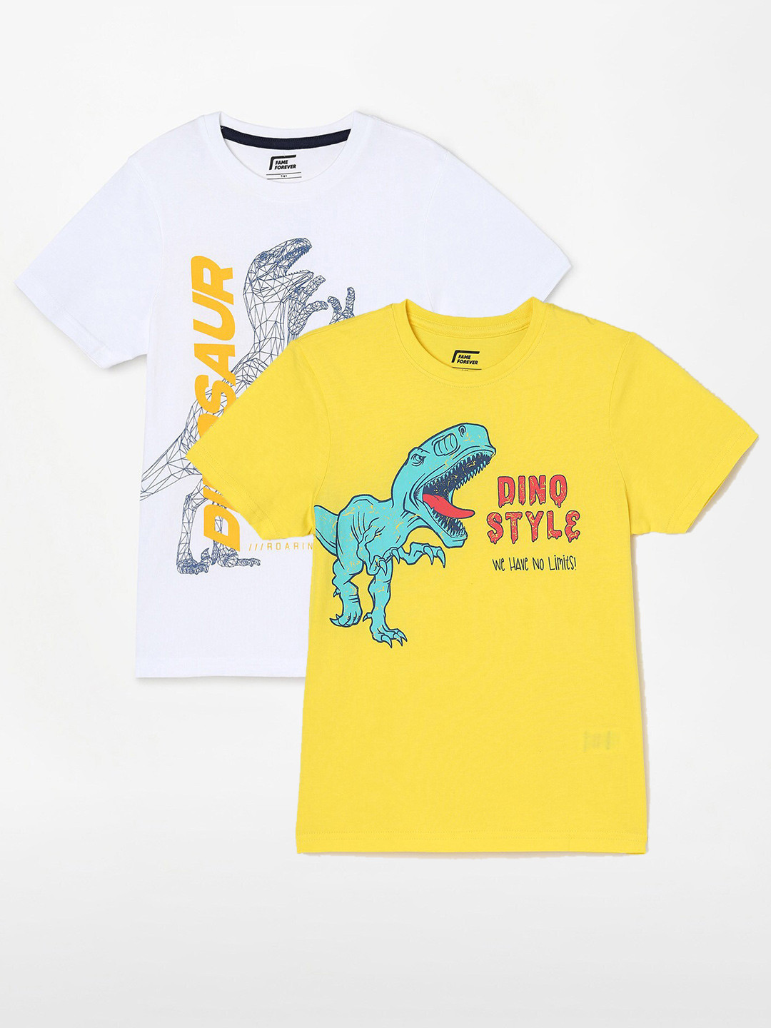 

Fame Forever by Lifestyle Boys Pack Of 2 Printed Cotton T-Shirts, White