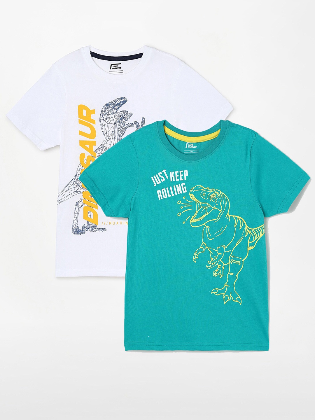 

Fame Forever by Lifestyle Boys Pack Of 2 Printed Cotton T-Shirts, White