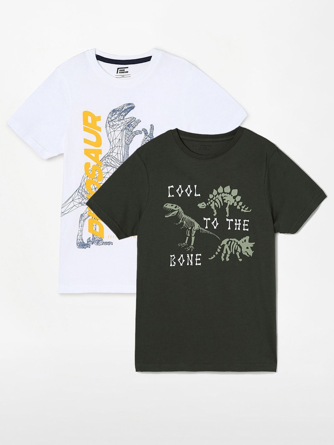 

Fame Forever by Lifestyle Boys Pack Of 2 Printed Cotton T-Shirts, White