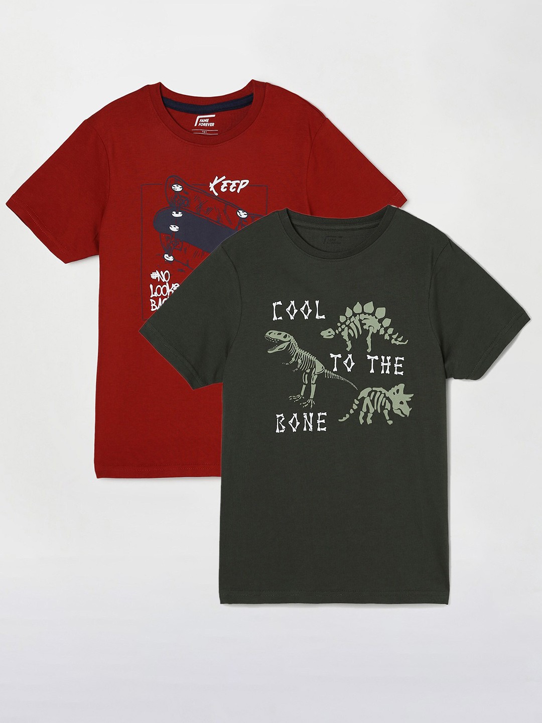 

Fame Forever by Lifestyle Boys Pack Of 2 Printed Cotton T-Shirts, Maroon