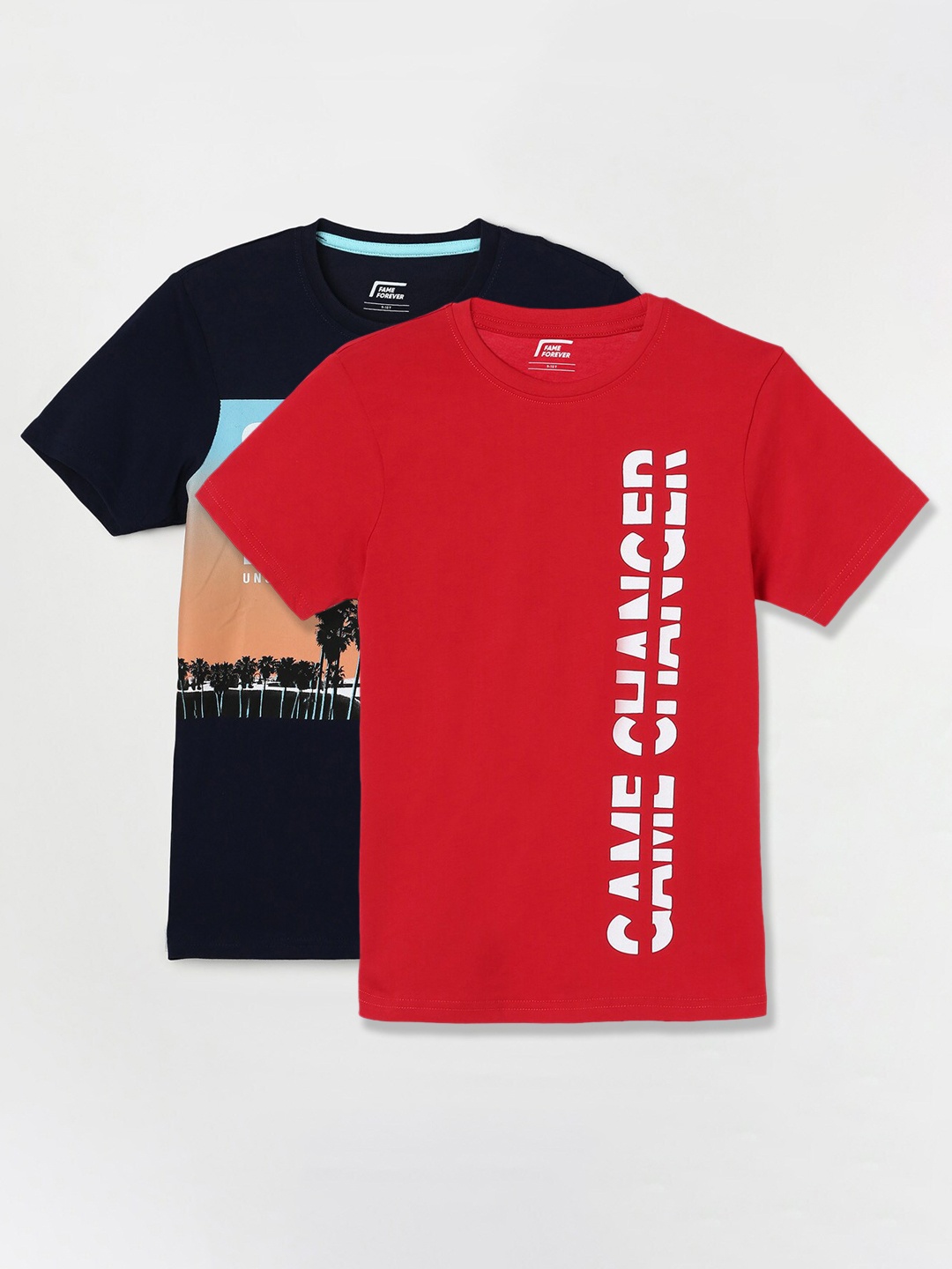 

Fame Forever by Lifestyle Boys Pack Of 2 Printed Cotton T-shirts, Red