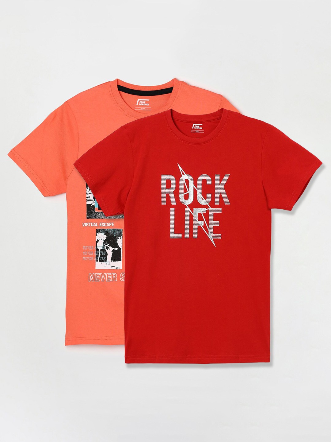 

Fame Forever by Lifestyle Boys Pack Of 2 Printed Cotton T-shirts, Red