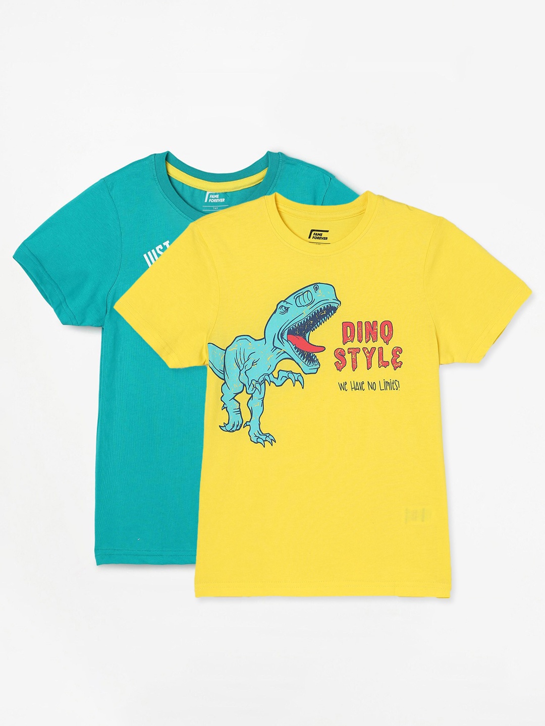 

Fame Forever by Lifestyle Boys Pack Of 2 Printed Cotton T-shirts, Yellow