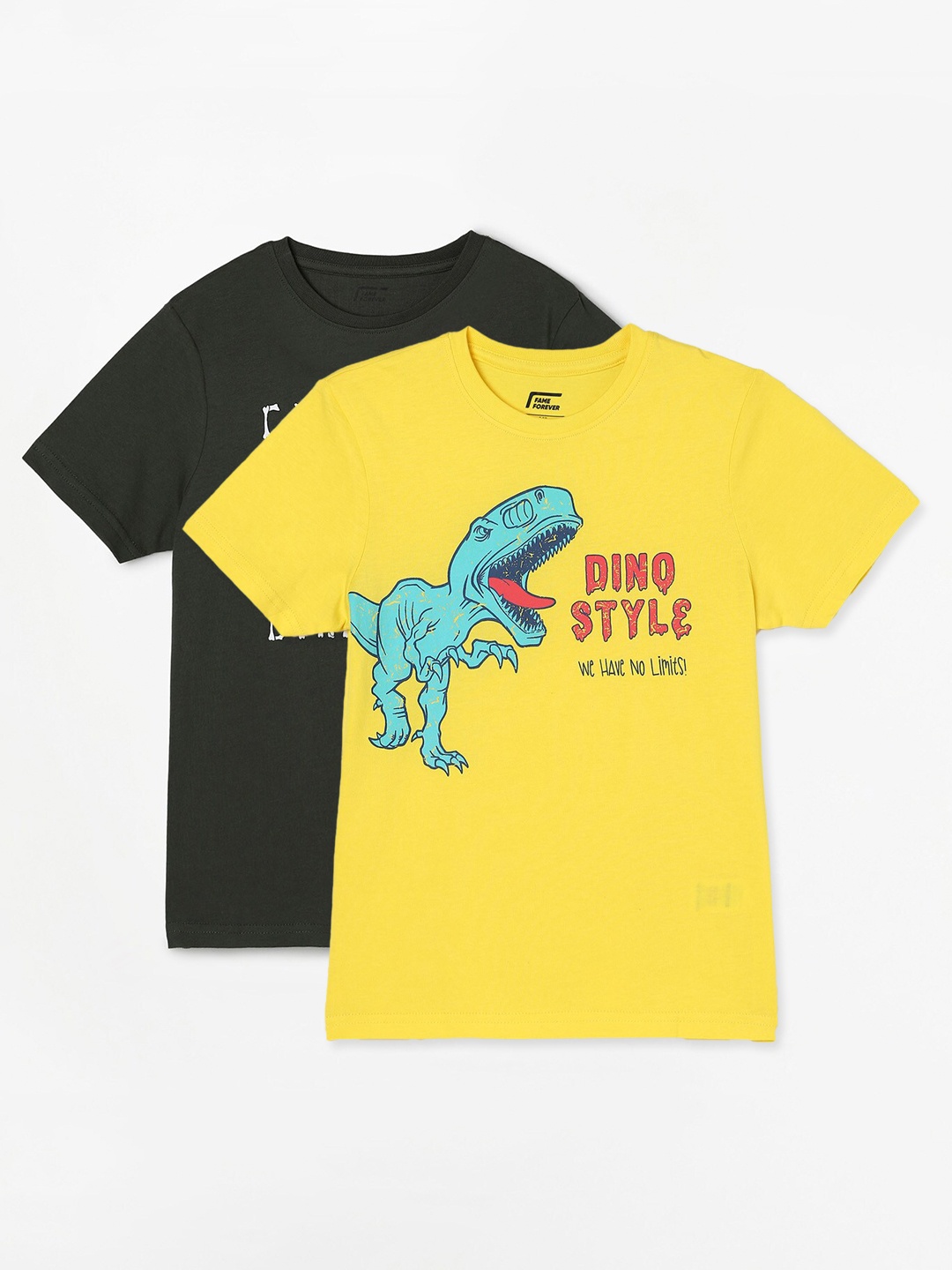 

Fame Forever by Lifestyle Boys Pack Of 2 Printed Cotton T-shirts, Yellow