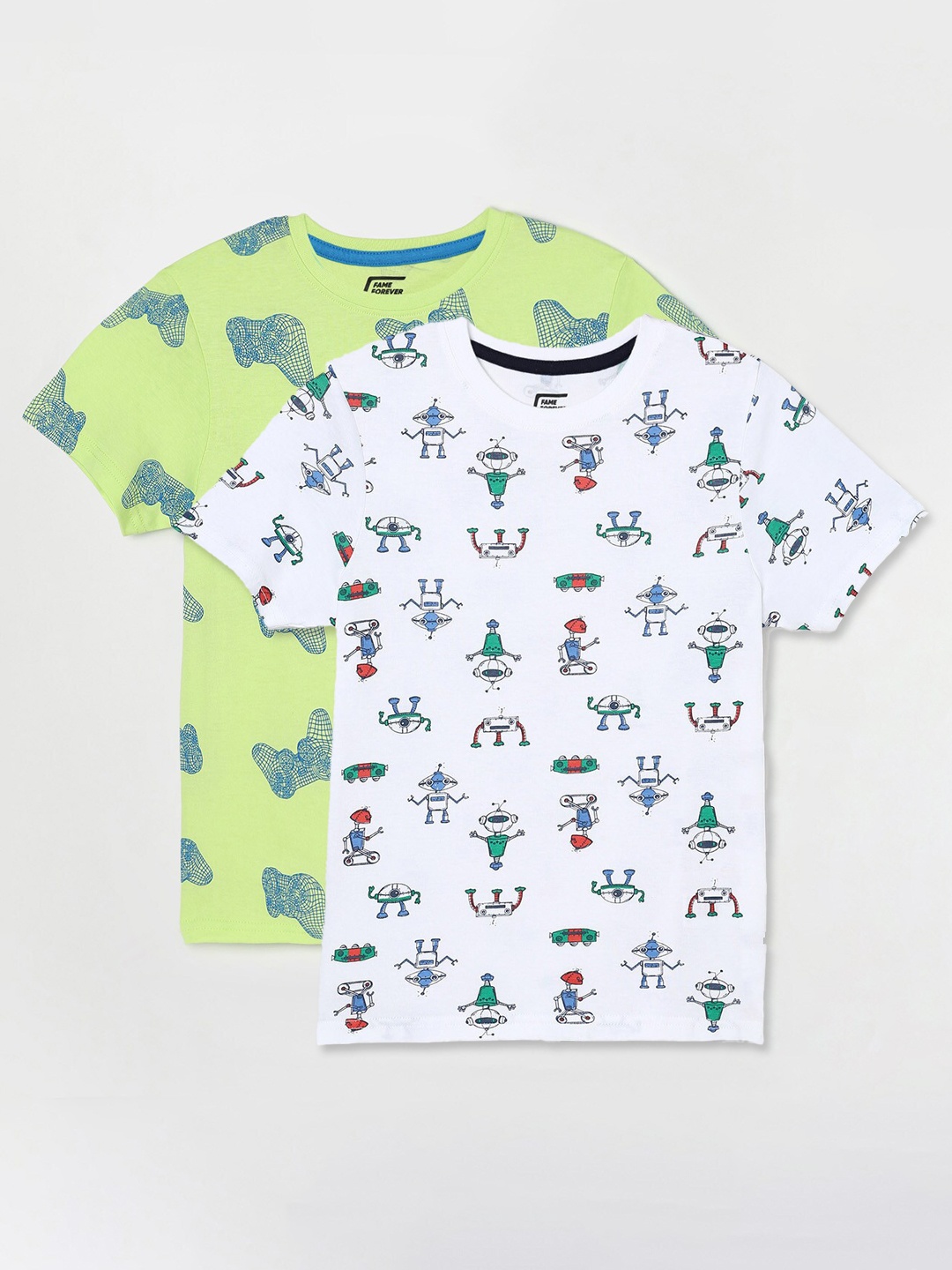 

Fame Forever by Lifestyle Boys Pack Of 2 Printed Cotton T-shirts, White