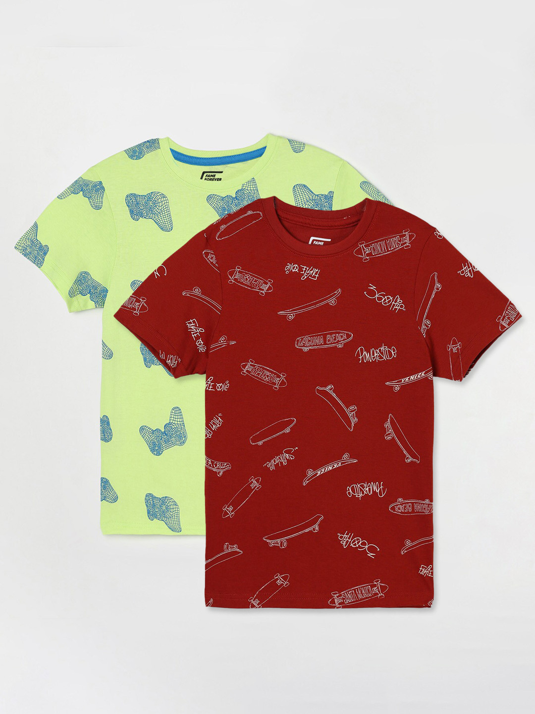 

Fame Forever by Lifestyle Boys Pack Of 2 Printed Cotton T-shirts, Brown