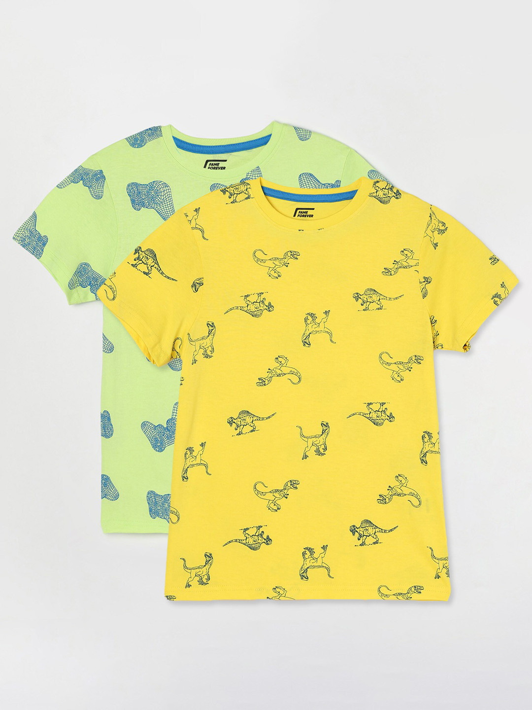 

Fame Forever by Lifestyle Boys Pack Of 2 Printed Cotton T-shirts, Yellow
