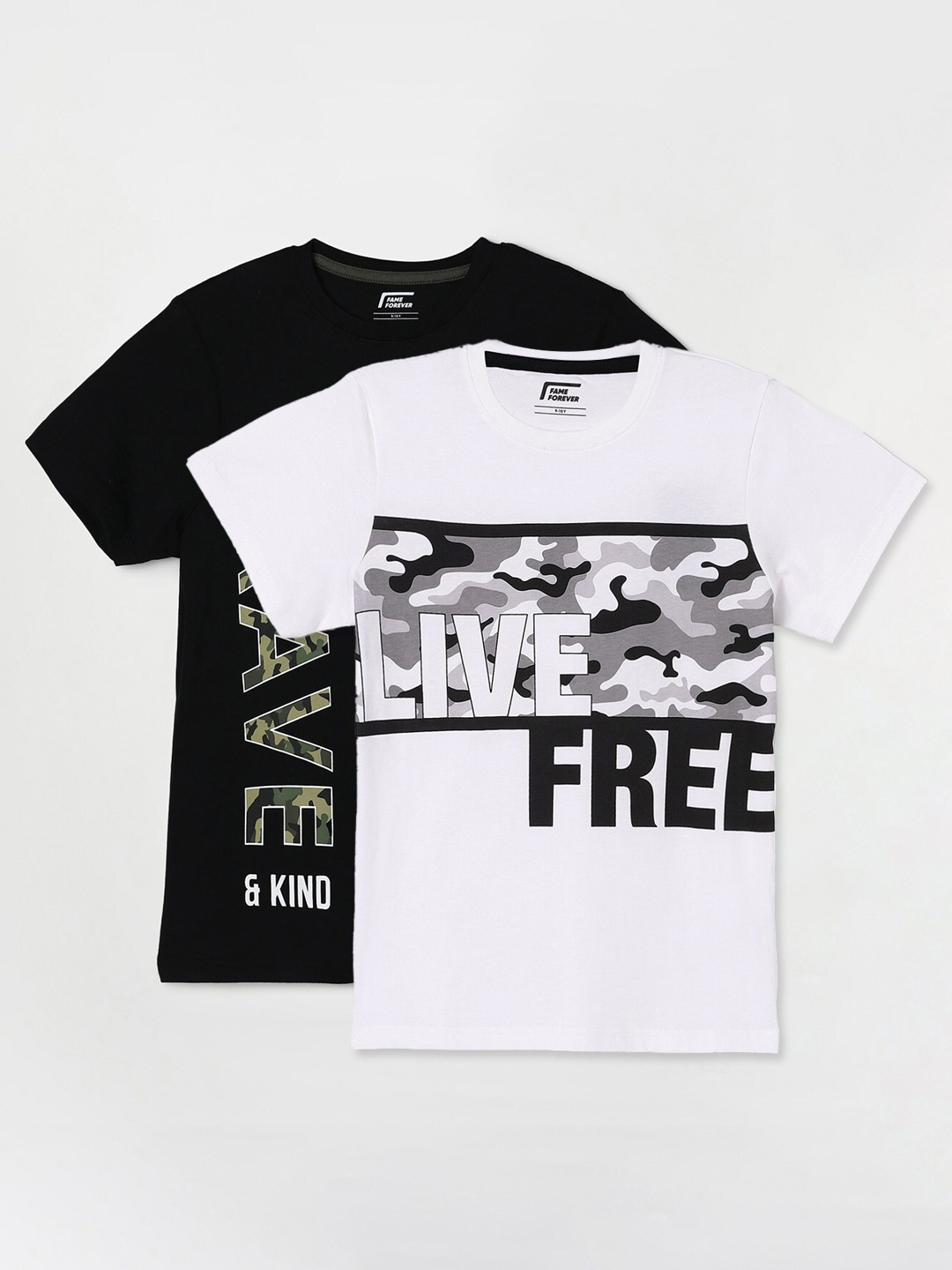 

Fame Forever by Lifestyle Boys Pack Of 2 Printed Cotton T-shirts, White