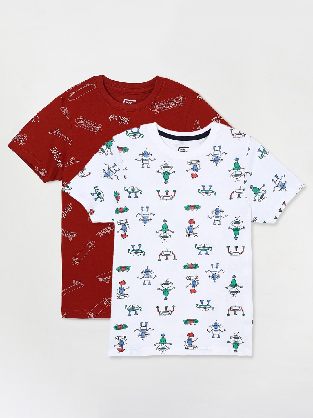 

Fame Forever by Lifestyle Boys Pack Of 2 Printed Cotton T-shirts, White