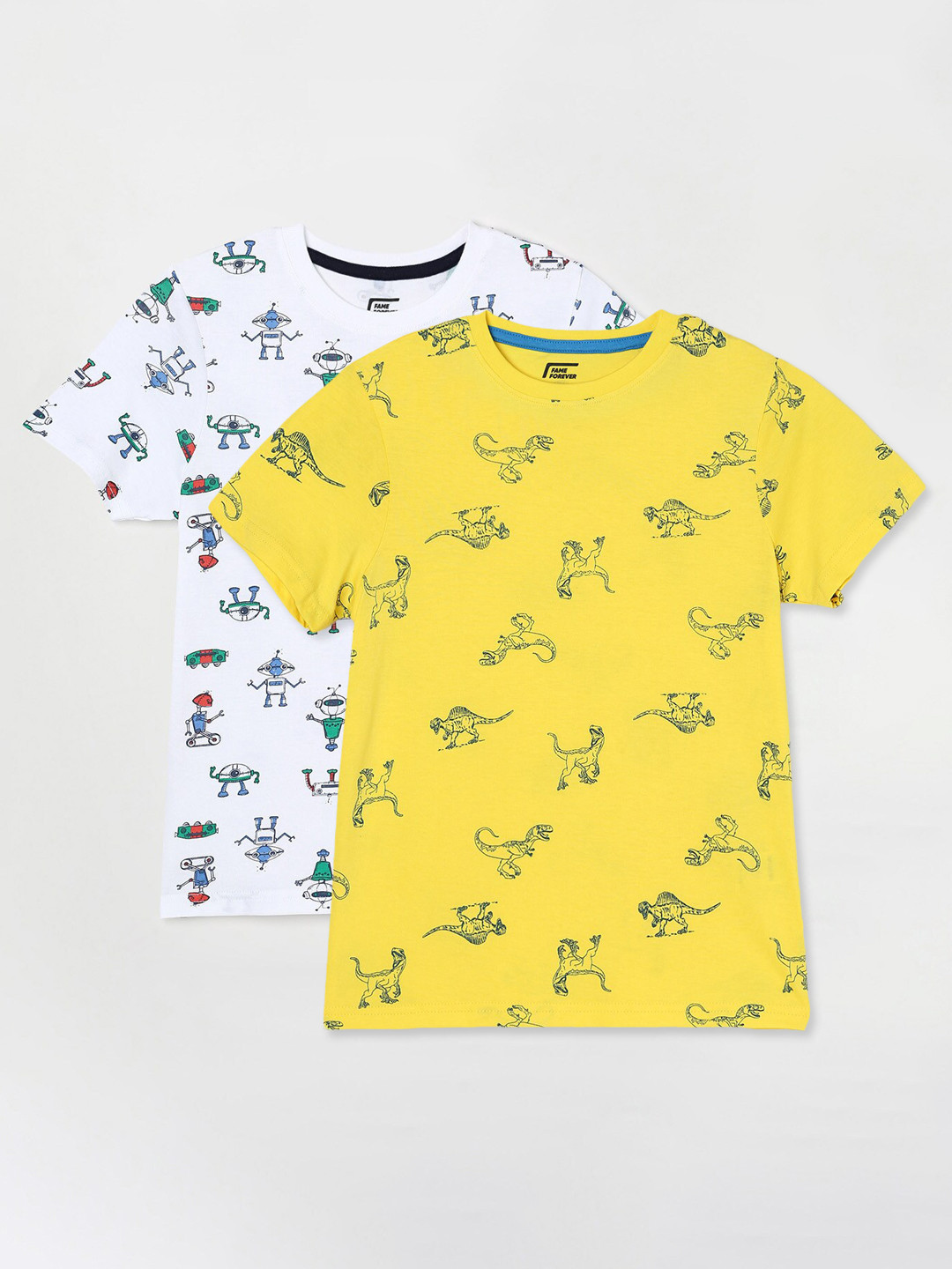 

Fame Forever by Lifestyle Boys Pack Of 2 Printed Cotton T-shirts, Yellow