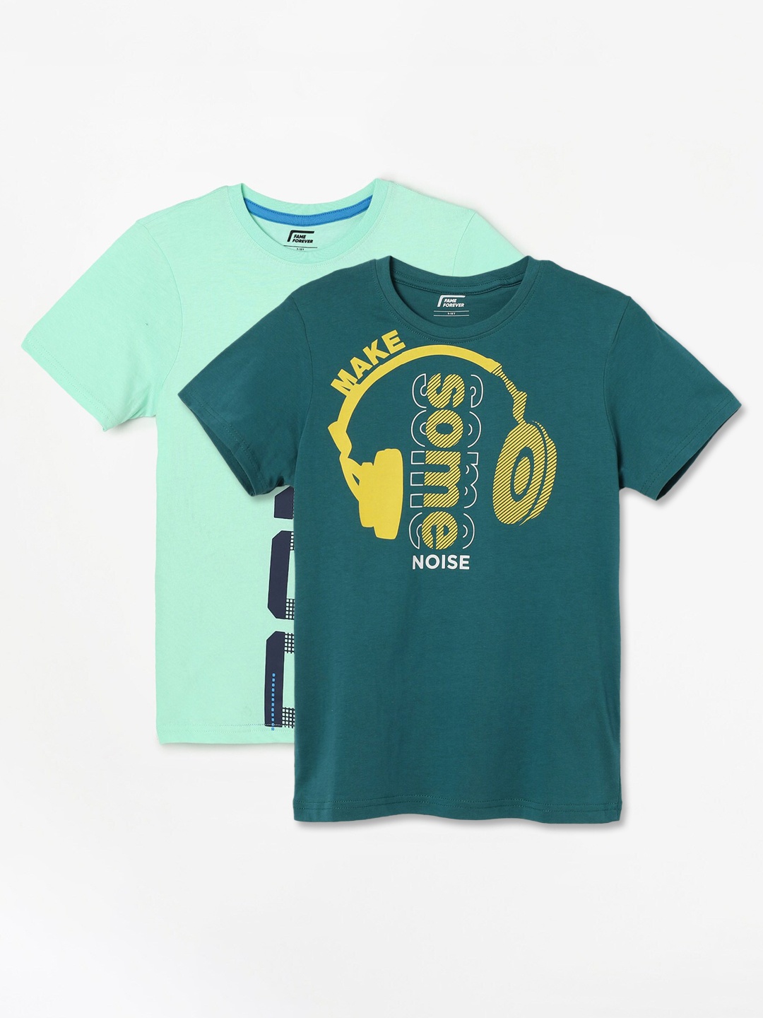 

Fame Forever by Lifestyle Boys Pack Of 2 Printed Cotton T-shirts, Sea green