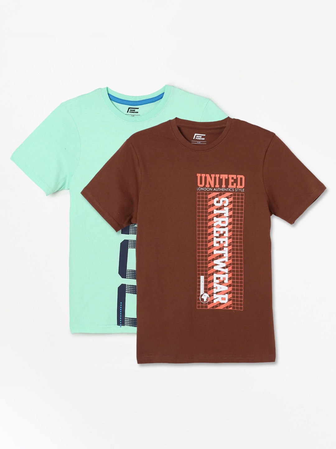 

Fame Forever by Lifestyle Boys Pack Of 2 Printed Cotton T-shirts, Brown