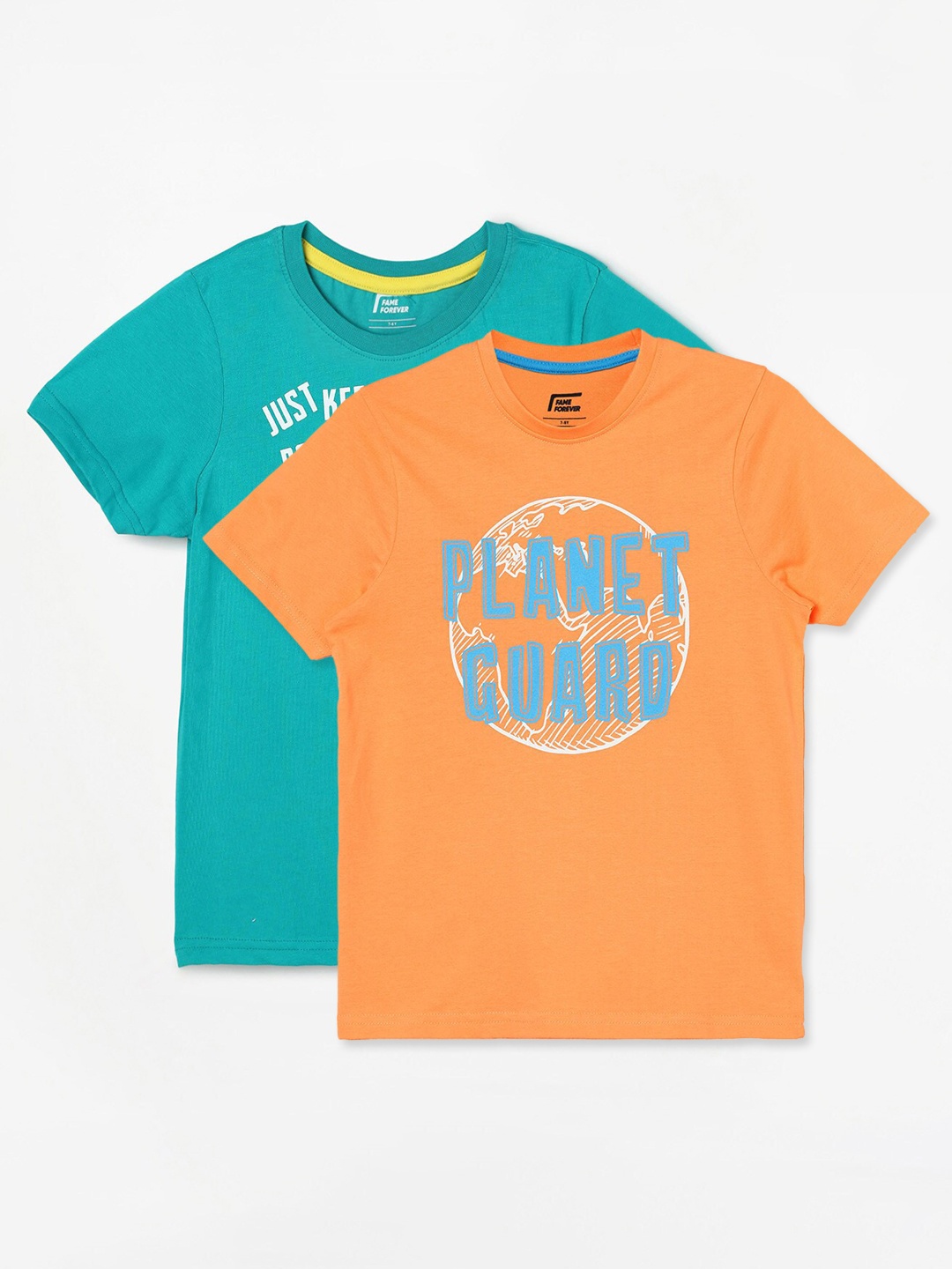 

Fame Forever by Lifestyle Boys Pack Of 2 Printed Cotton T-shirts, Orange