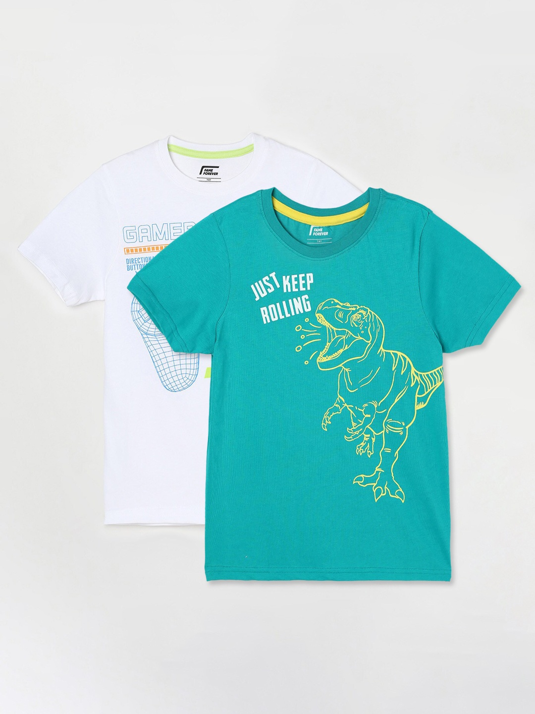 

Fame Forever by Lifestyle Boys Pack Of 2 Printed Cotton T-shirts, Blue
