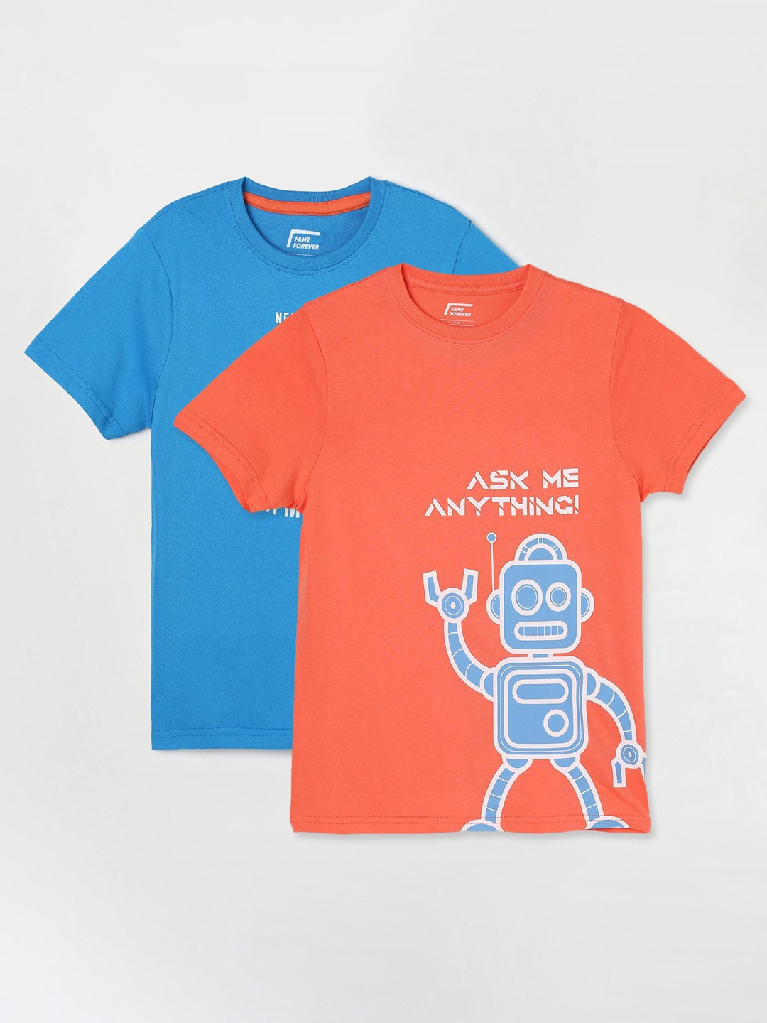 

Fame Forever by Lifestyle Boys Pack Of 2 Printed Cotton T-shirts, Orange