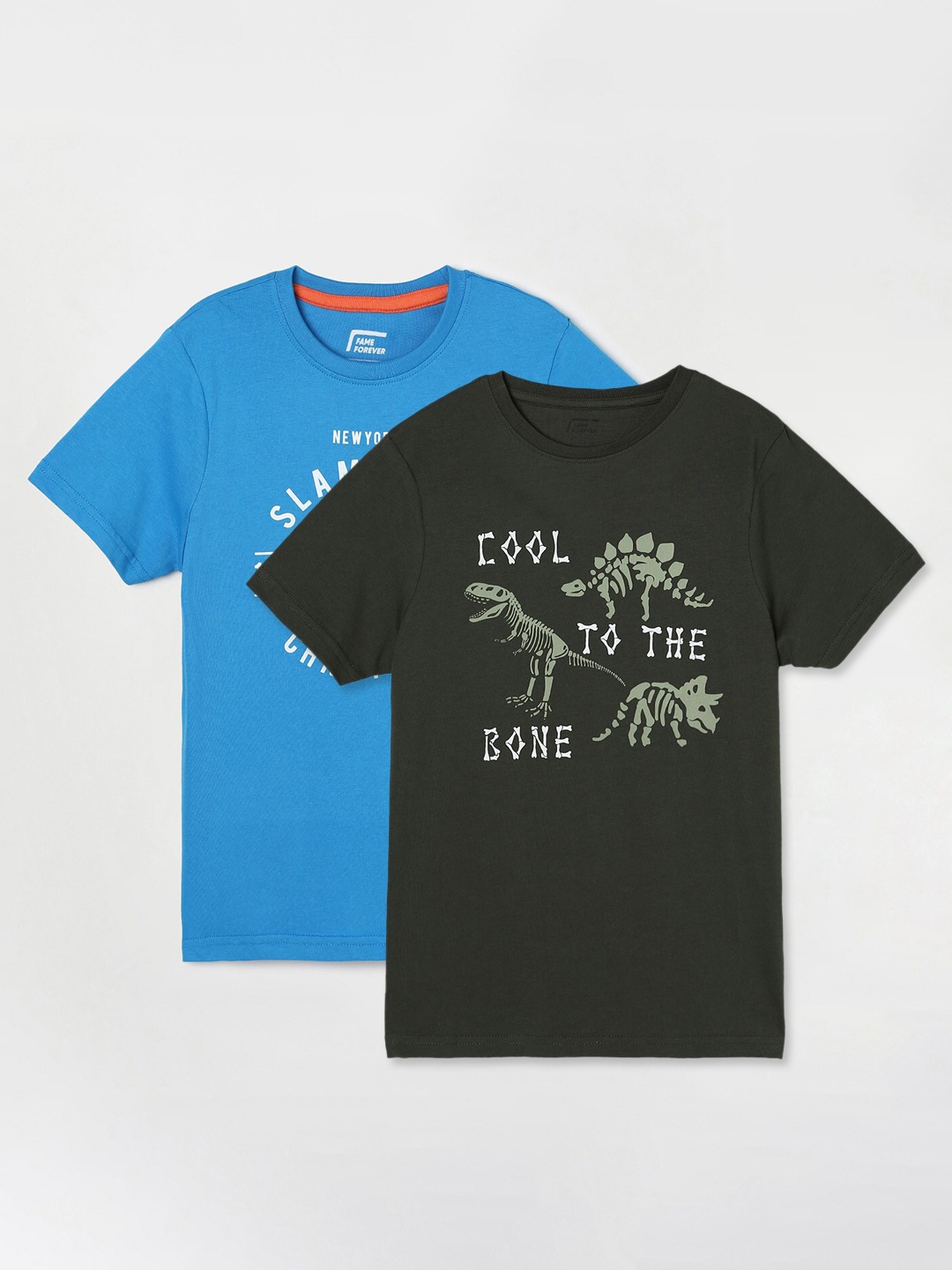 

Fame Forever by Lifestyle Boys Pack Of 2 Printed Cotton T-shirts, Olive