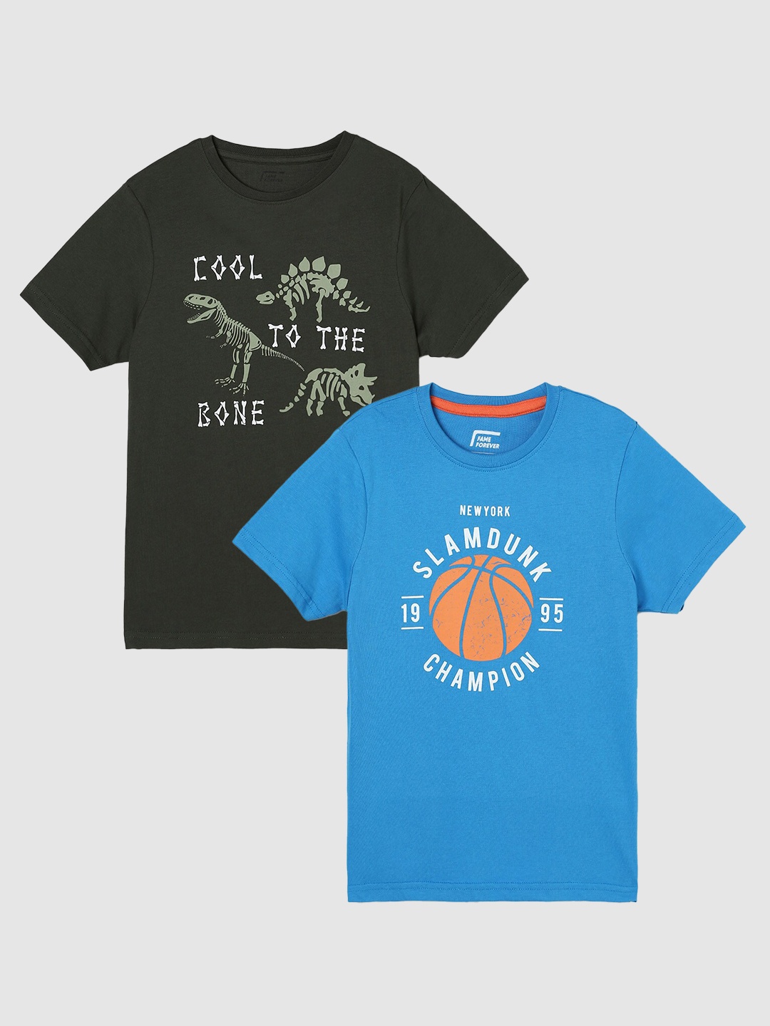 

Fame Forever by Lifestyle Boys Pack Of 2 Graphic Printed Cotton T-Shirts, Blue