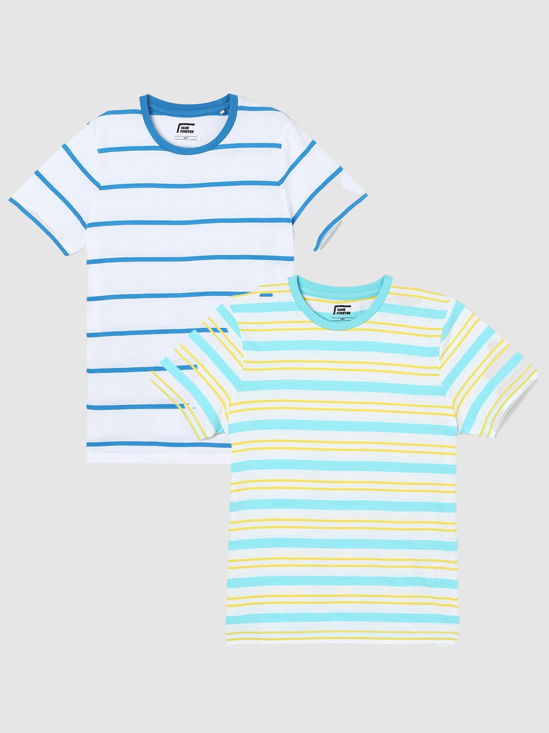 

Fame Forever by Lifestyle Boys Pack Of 2 Striped Cotton T-Shirts, Blue