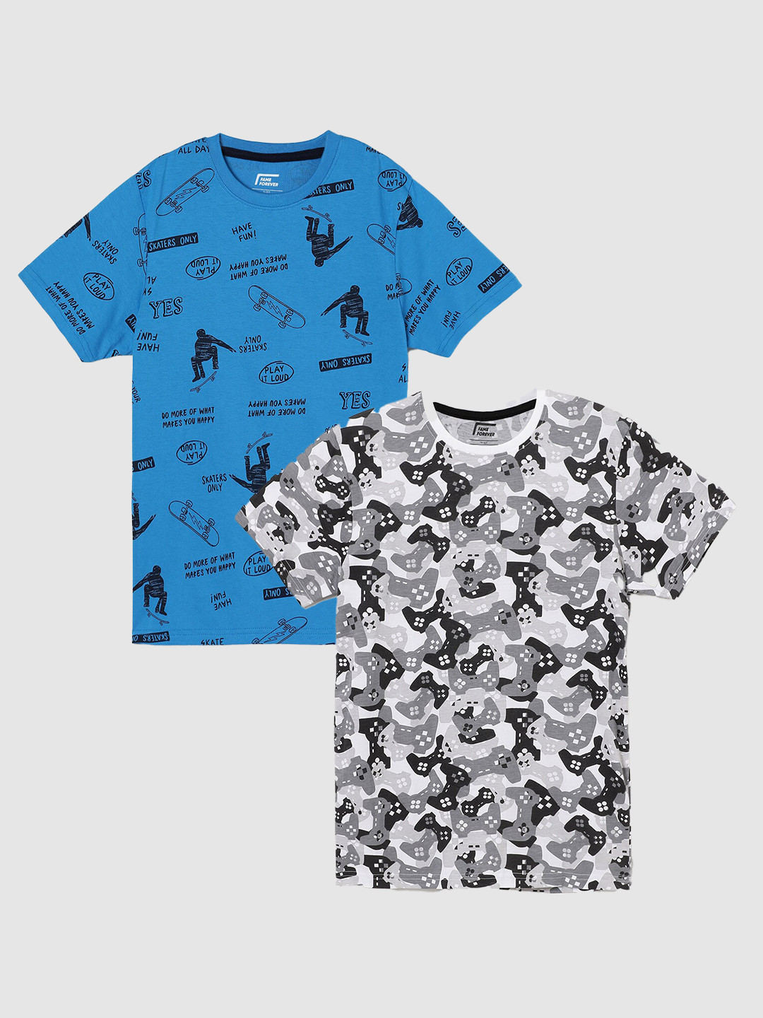 

Fame Forever by Lifestyle Boys Pack Of 2 Printed Cotton T-Shirts, Multi
