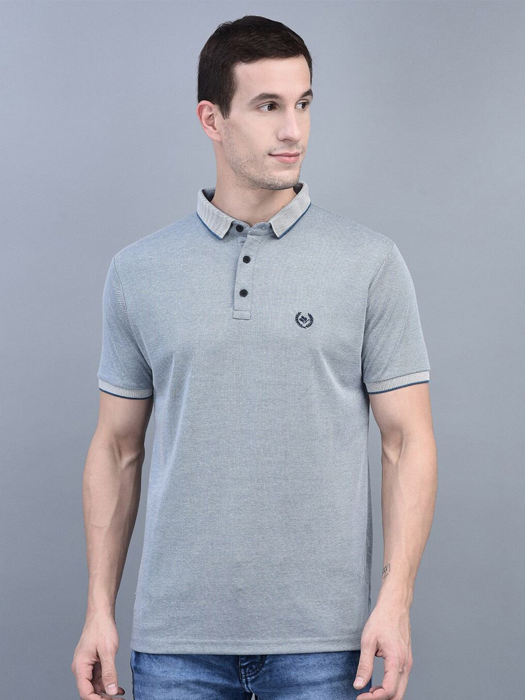 

COBB Polo Collar Cotton T-shirt, Grey