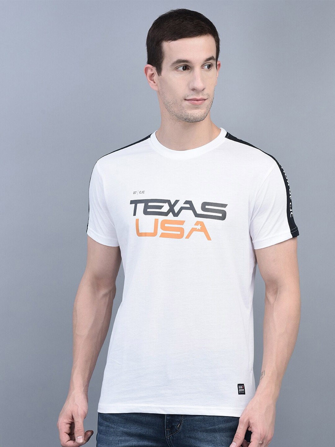 

COBB Printed Round Neck Cotton T-shirt, White