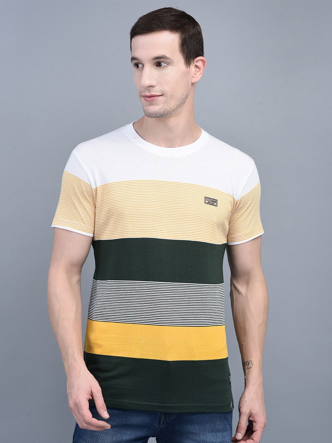 

COBB Striped Cotton T-shirt, Yellow