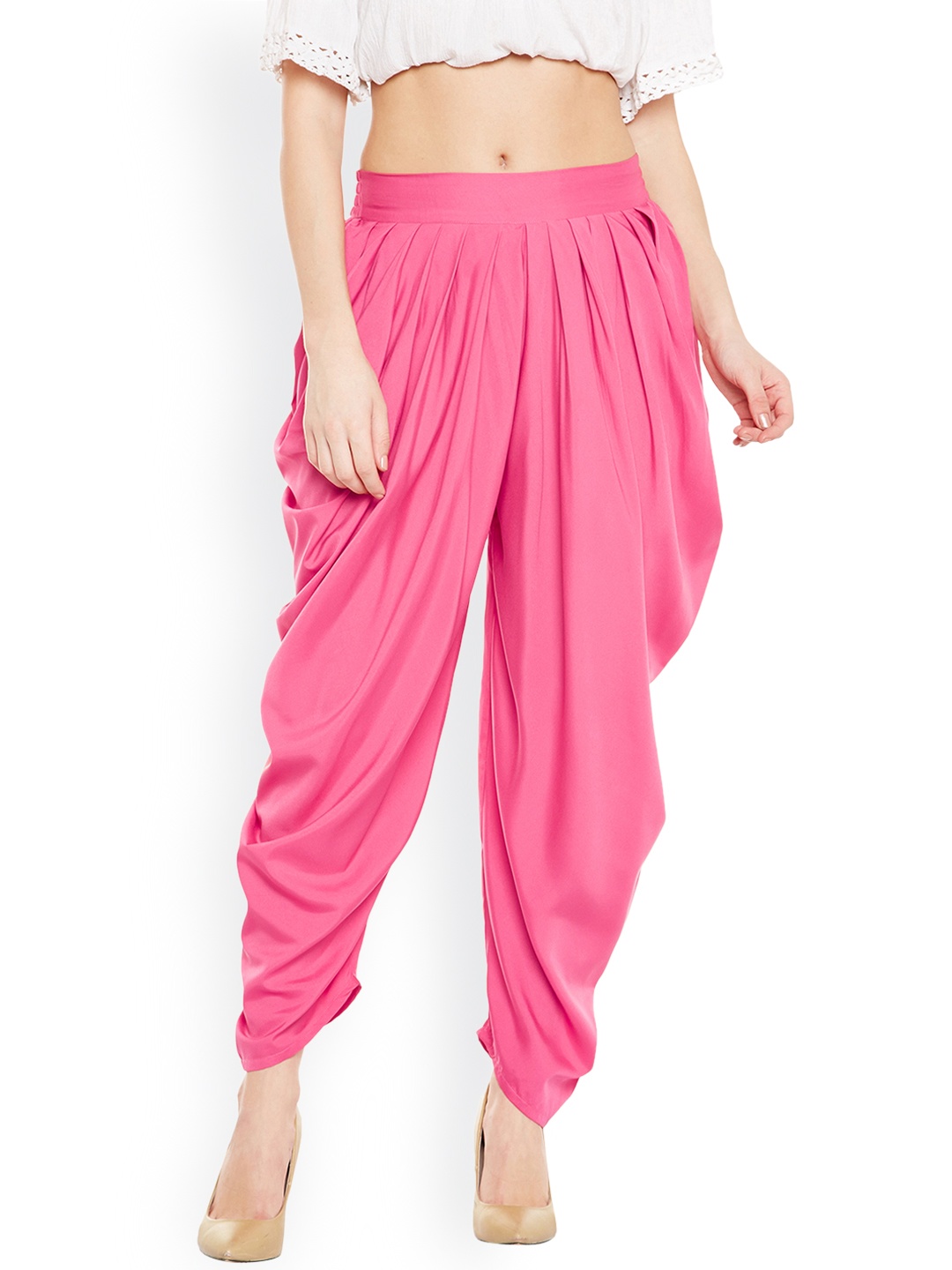 

Bitterlime Pink Solid Dhoti Pants