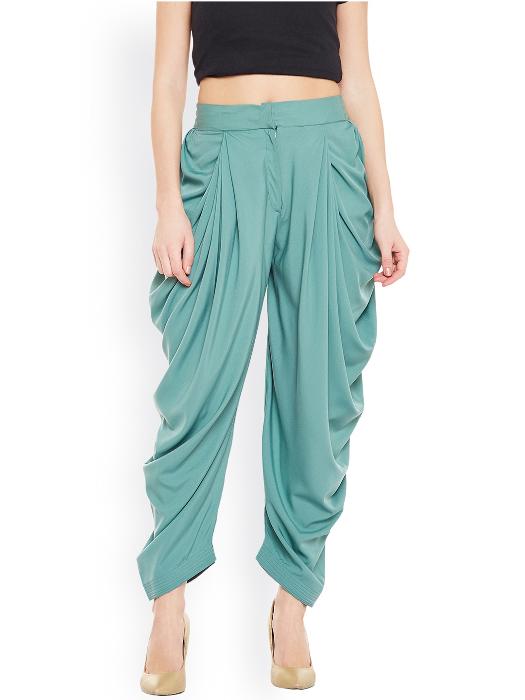 

Bitterlime Teal Blue Solid Dhoti Pants