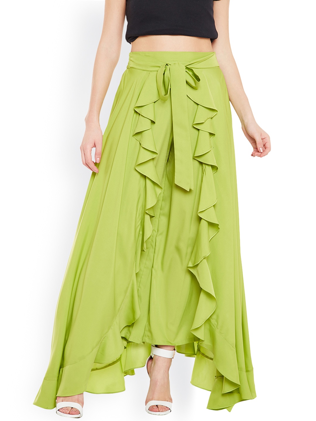 

Bitterlime Women Lime Green Flared Solid Palazzos