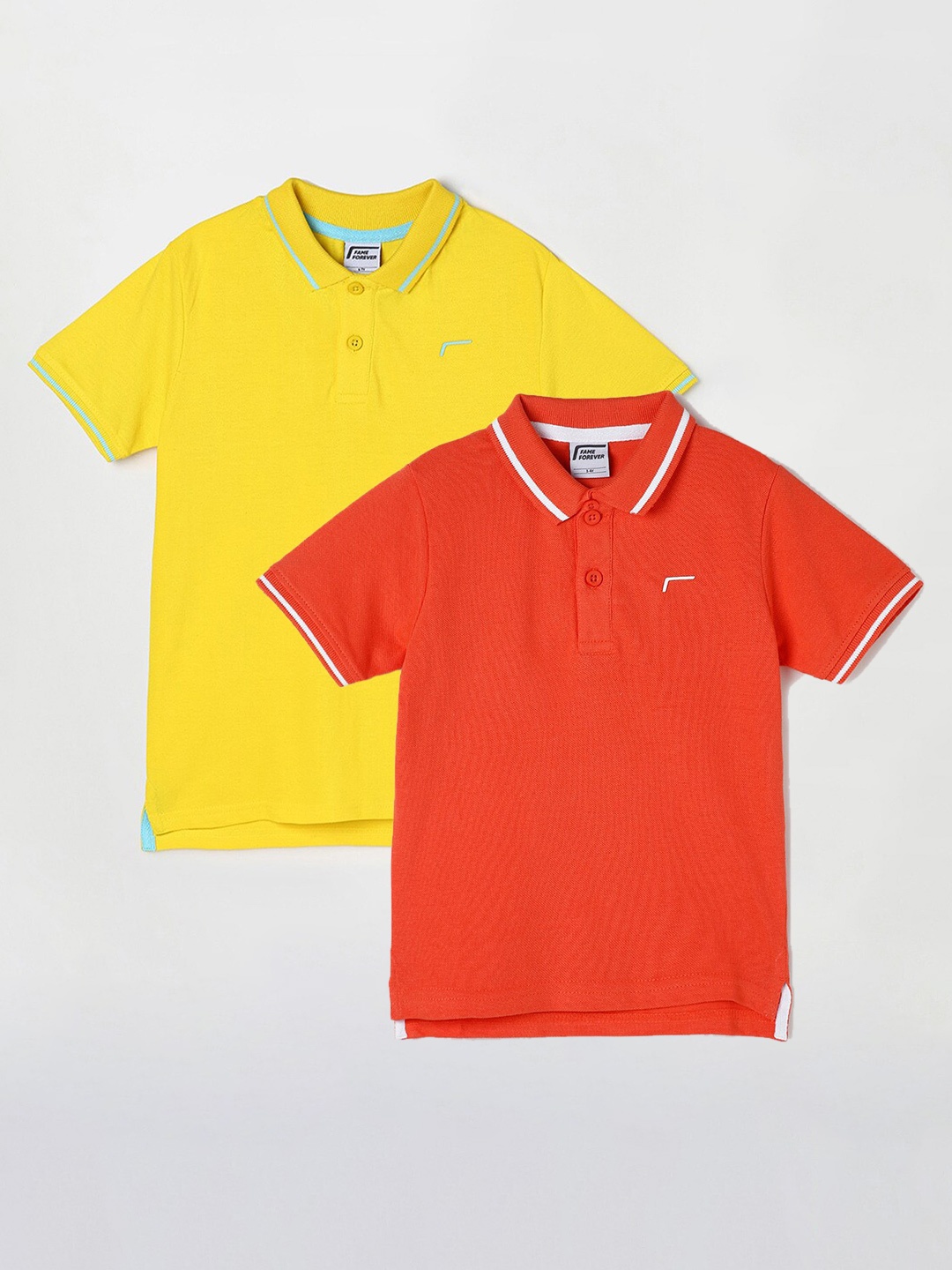 

Fame Forever by Lifestyle Boys Pack Of 2 Cotton Polo Collar T-Shirts, Orange