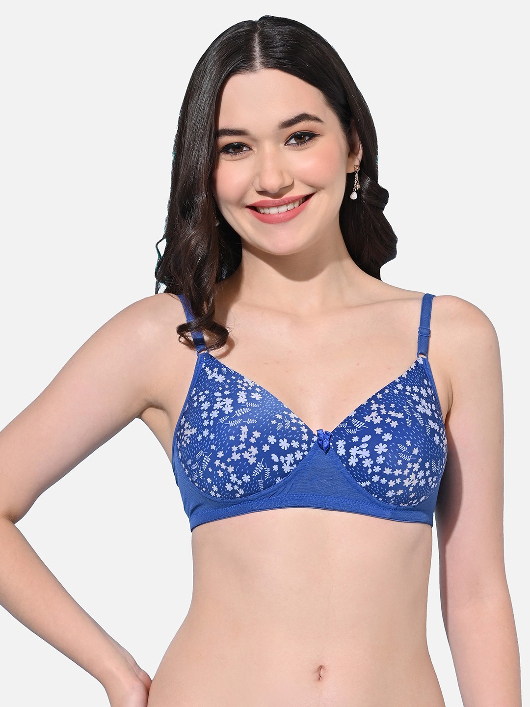 

FIMS Full Coverage Lightly Padded All Day Comfort Seamless Everyday Bra, Blue