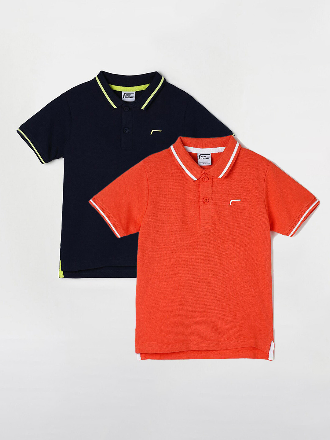 

Fame Forever by Lifestyle Boys Pack Of 2 Cotton Polo Collar T-Shirts, Orange