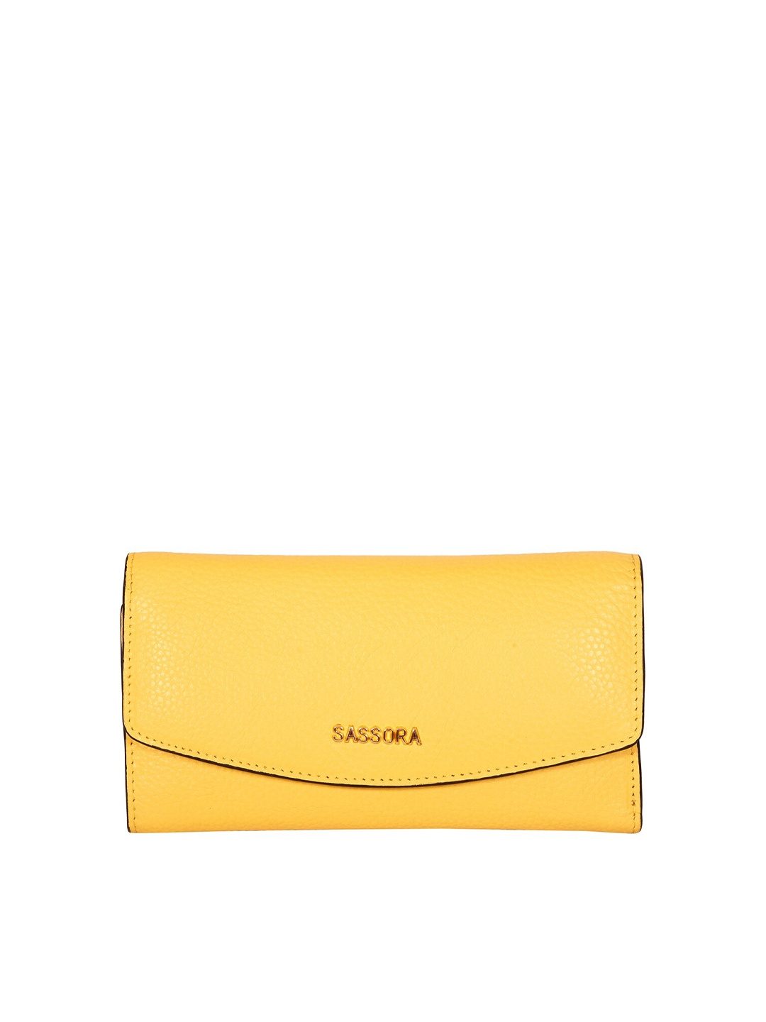 

Sassora Textured Leather Three Fold Wallet, Yellow